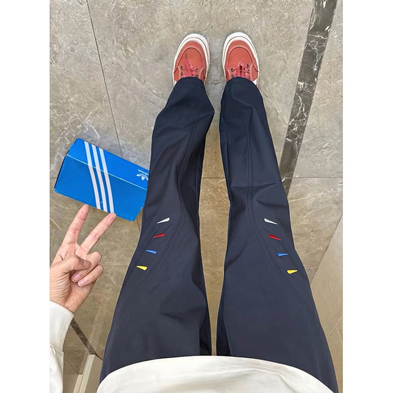 2026 Summer Trendy Brand Stylish Quick-Dry Slanted Cut Colorful Embroidered Plus Size Casual Flared Pants 2026 Summer Trendy Brand Stylish Quick-Dry Slanted Cut Colorful Embroidered Plus Size Casual Flared Pants