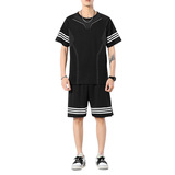 Мужской шелковый летний ультратонкий тонкий спортивный костюм, быстросохнущий эластичный комплект, оверсайз