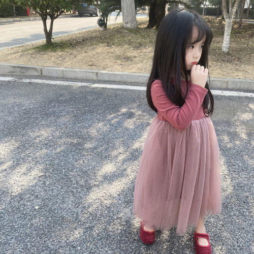 Spring and autumn girls 'dress, children's Australian velvet soft skin-friendly long-sleeved fluffy gauze dress, princess dress