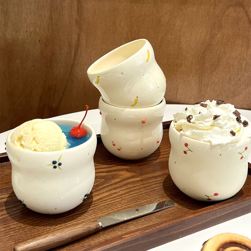 Nueva taza de fruta de mano de cerámica coreana, taza de calabaza de lunares de fruta tridimensional, hogar, simple moderno, dulce y lindo