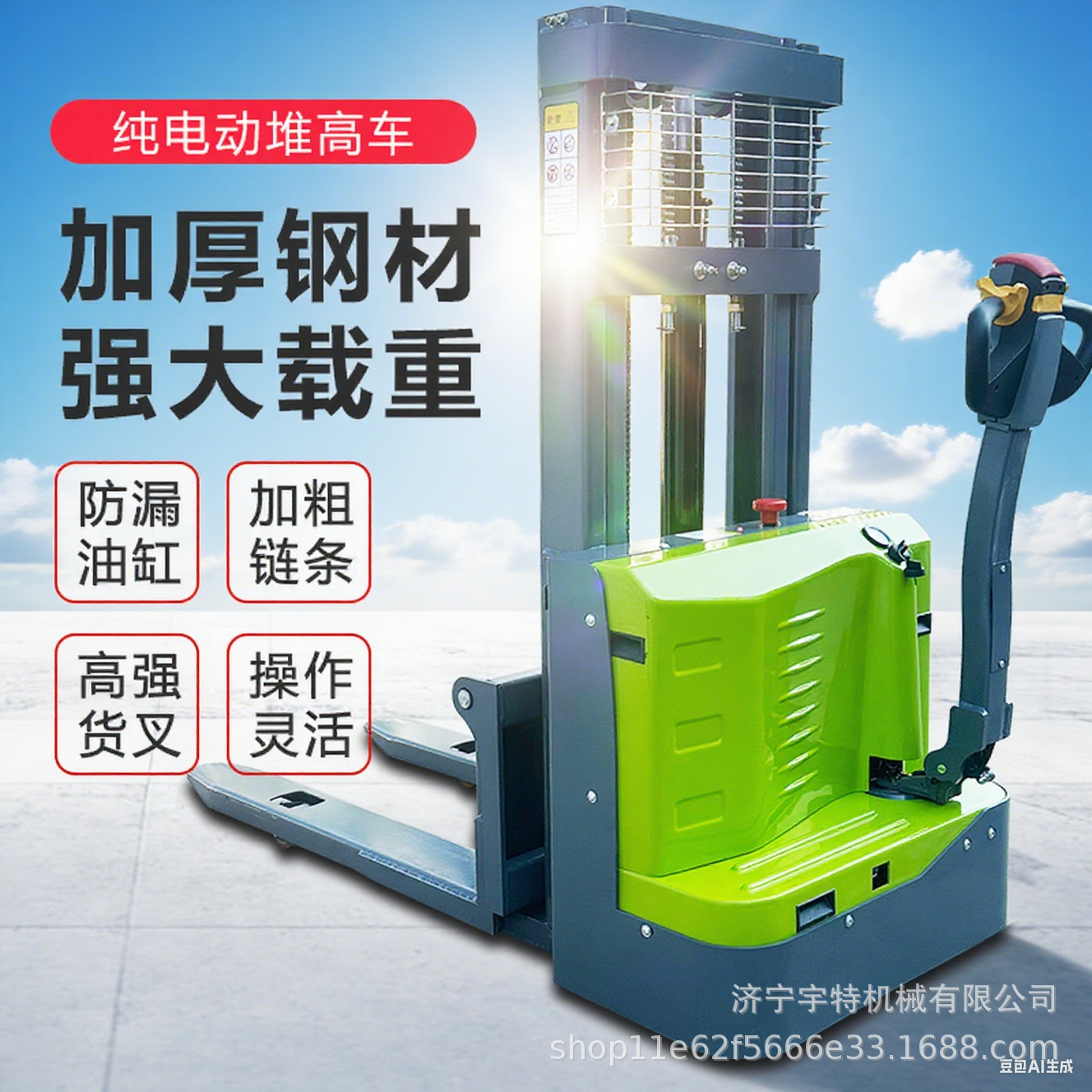 电动地牛叉车手动半电动1吨小型液压拖车灵活便捷电动搬运性能强