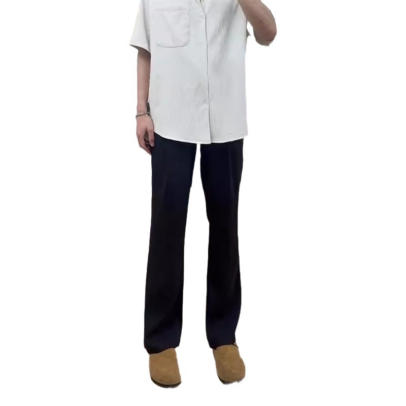 Factory direct supply white ice silk machete pants men's cleanfit hanging sense high slim micro-pants autumn