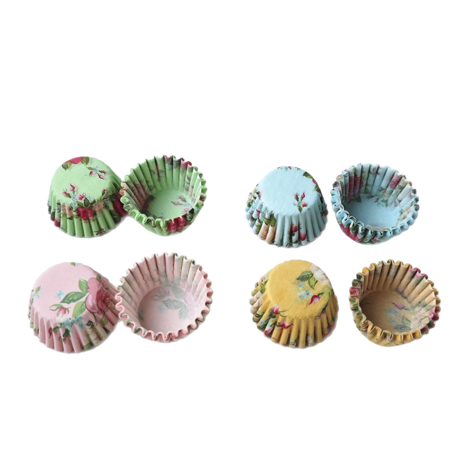 48 96 mini pastel soporte de papel un bocado de taza de papel Fu impresión de impresión de aceite de papel pequeño soporte de papel de horneado