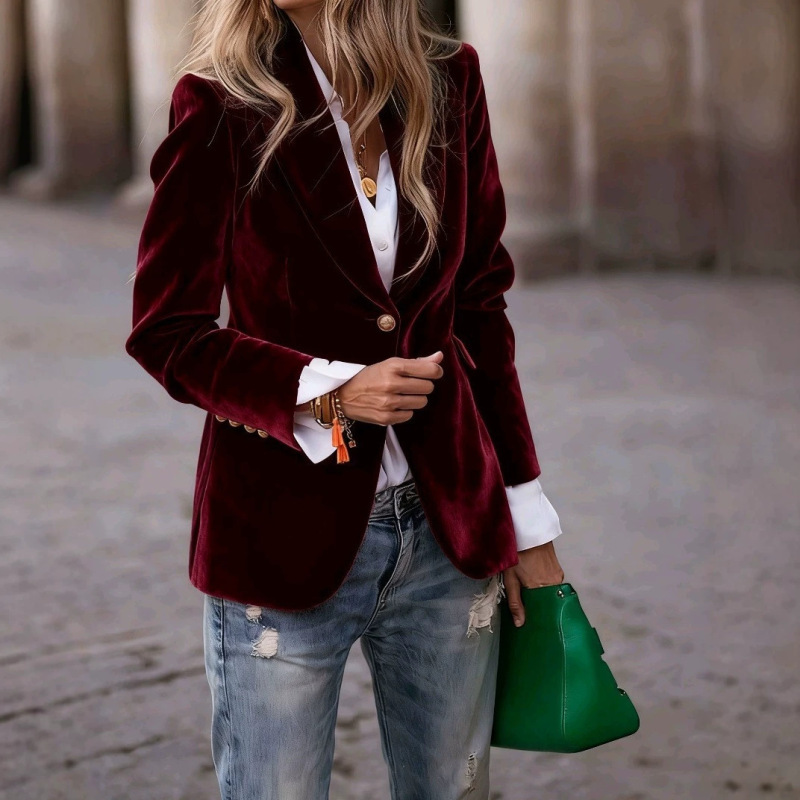New autumn and winter products on Amazon, independent sites, eBay: European and American style elegant slim-fit velvet blazer