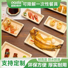 韶绿工厂批发甘蔗浆竹浆一次性环保餐具可降解纸盘托盘定制