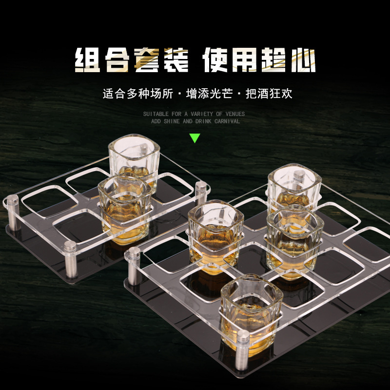 Glass Liquor Stand Set 6 tazas pequeñas de vino extranjero acrílico barra limpia KTV Whisky Stand