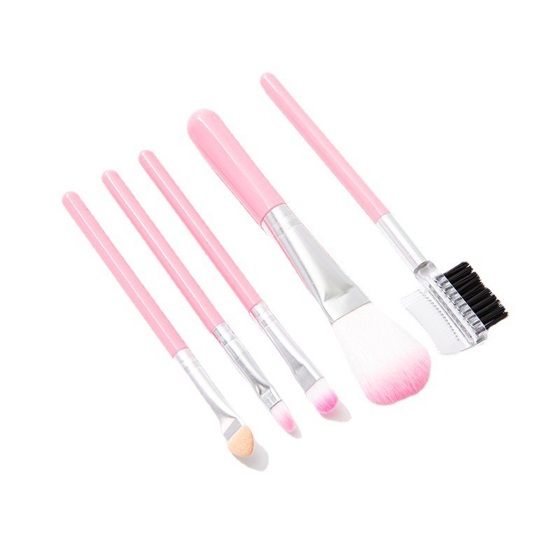 Mini set de 5 brochas de maquillaje, herramientas de belleza portátiles, brocha multifuncional para labios, brocha para sombra de ojos, brocha para rubor, set completo