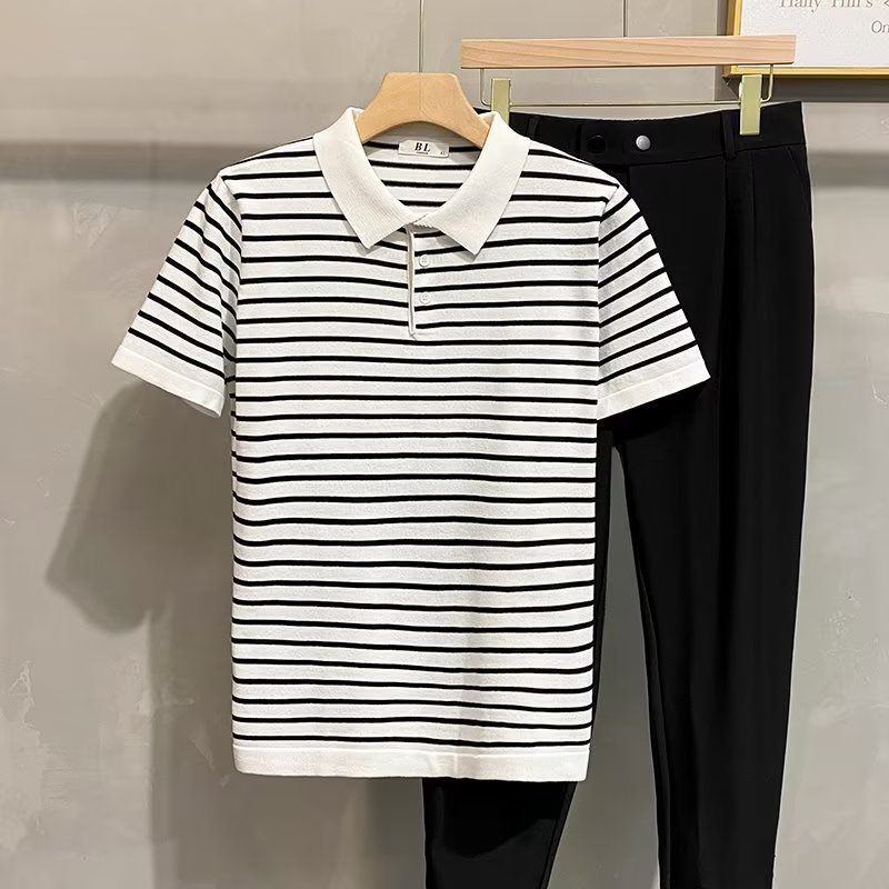 Polo shirt 2023 elegant all-match Japanese style standard trendy youth popular short sleeve new men's summer Harajuku