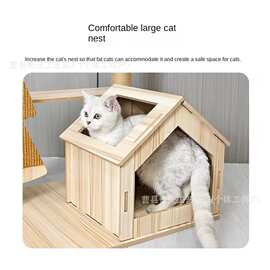 批发木质密度板猫玩具猫窝剑麻抓柱透明太空舱大猫公寓猫爬架