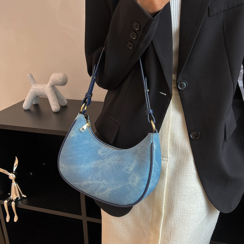 This year's popular small bag women's summer new fashion armpit bag ins style denim shoulder crossbody bag