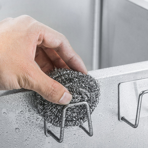 Stainless steel sponge rack without punching household kitchen supplies pool steel ball scouring pad drain rack