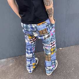 美式复古彩色格子拼接休闲裤男女潮流宽松直筒痞帅垂感速干运动裤