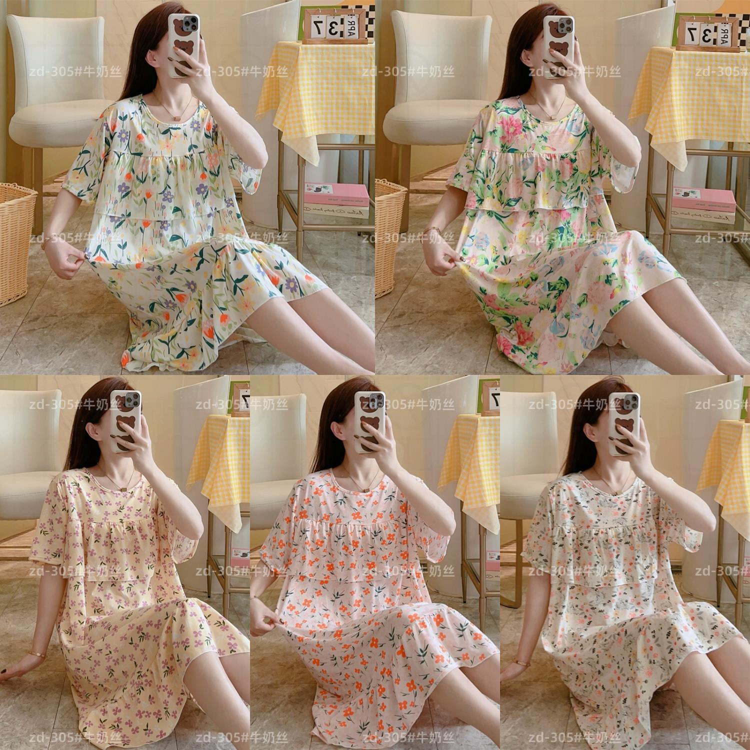 Anti-bumps vestido de dormir mujer verano pastoral pequeña falda de flores delgadas 2024 nuevo vestido de ropa de hogar suelta