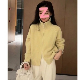 Turtleneck Knitted Cardigan for Women 2024 Autumn and Winter New Retro Korean Style Lazy Style Loose Sweater Jacket