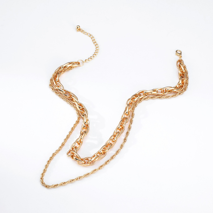Fashion Double Layer Alloy Thick Chain Necklace display picture 9