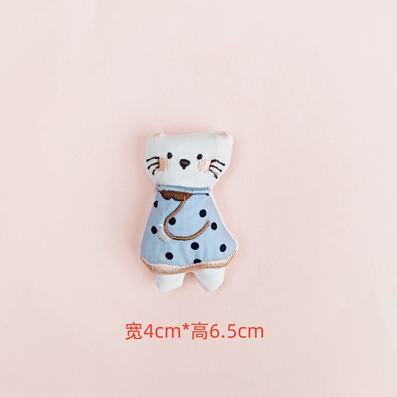 新款创意卡通布艺充棉小公仔可爱点子小猫格子兔发饰帽子服饰配饰|undefined