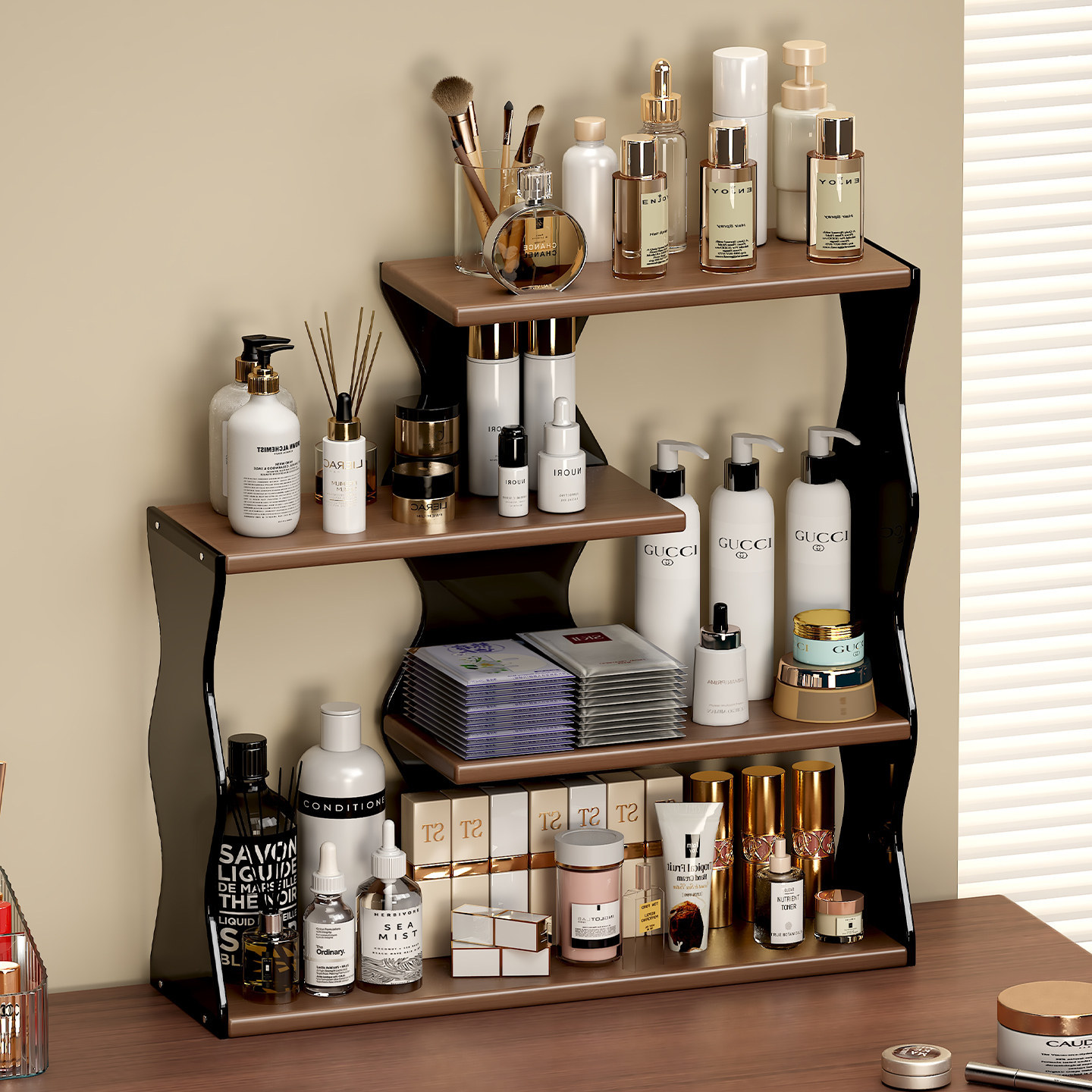 High-End Cosmetics Storage Box for Countertops, Acrylic Bathroom Tabletop Storage Rack for Skin Care Products, Cup Holder Cabinet