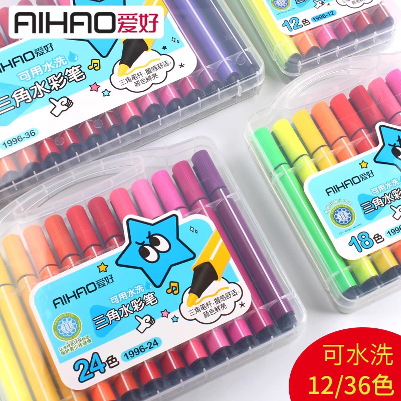 Hobby 1996-12-18-24-36-48 Triangle Watercolor Pen Kidsren's Painting Color Pen