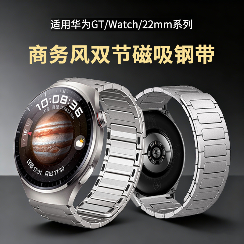 Suitable for Huawei Gt5/Gt6 Watch Strap, Metal Stainless Steel I-Shaped Magnetic Watch Band 5 Pro 20/22mm