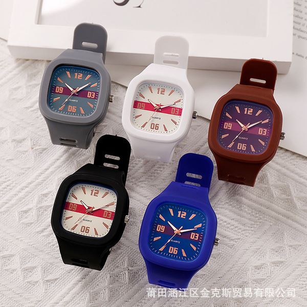 Brand square silicone watch