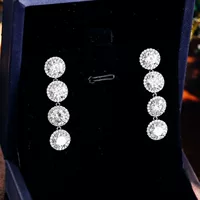 Бриллиантовые новые 14K Платина 6,5 мм круглые серьги с бриллиантами VVS полные бриллиантовые серьги Универсальный темперамент