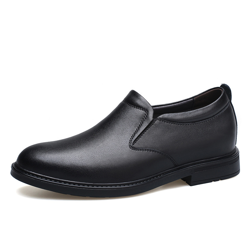 Small Size 35 36 37 Invisible Inner Height Increasing Men's Shoes 6cm Business Formal Casual Shoes Cowhide Breathable Loafers Trendy