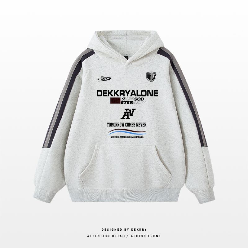 hiphop高街头原创字母印花连帽卫衣男潮牌休闲百搭白灰色拉杠上衣|undefined