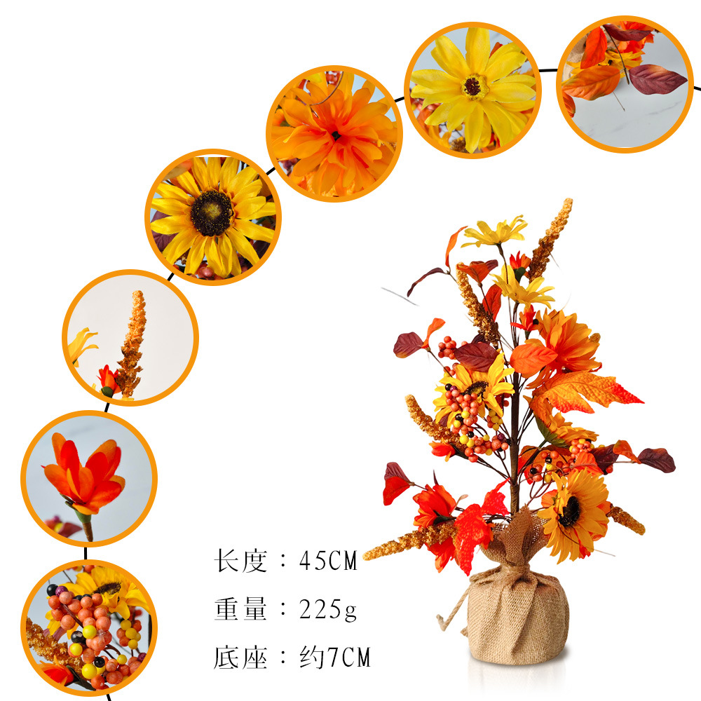 Serie de otoño Festival de la cosecha calabaza hoja de arce amarillo amazónica decoración escena transfronteriza diseño de atmósfera fuente de decoración