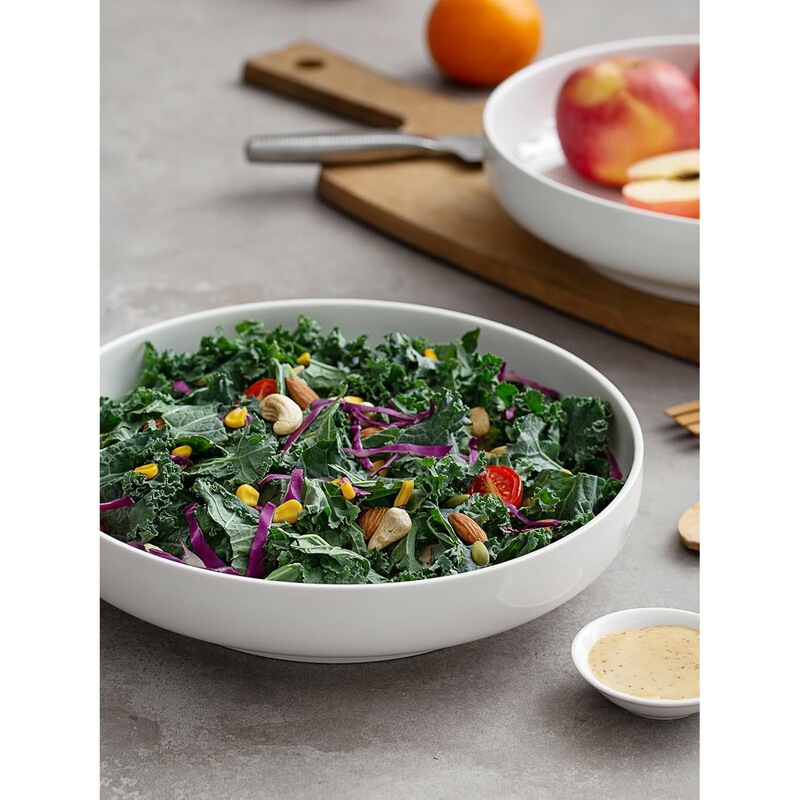 Dowan 10inch Ceramic Pasta Bowl 2-Piece Set 64oz Large Salad Bowl for Home Use Western-Style Large Bowl