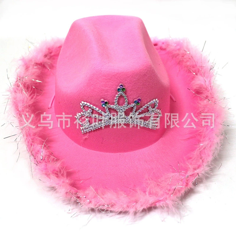 Badfront letter cowboy hat sequin pink manufacturers spot western denim hat pink crown cattle hat