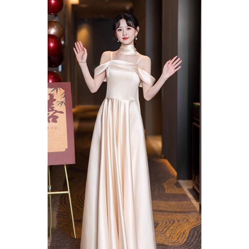 Satin Bridesmaid Dresses 2026 New Spring Style High-End Niche Sister Group Engagement Dresses Suitable for Petite Sizes and Can Be Worn Casually