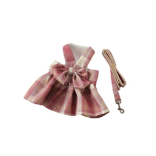 Pet JK Plaid Skirt Harness Strap Cat Vest Puppy Clothes Pet Skirt Factory Wholesale