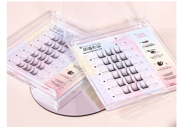 Mengjie Shangpin self-adhesive Cat Spirit false eyelashes without glue, natural single cluster segmented comic Barbie beginner no need to remove eyelashes undefined