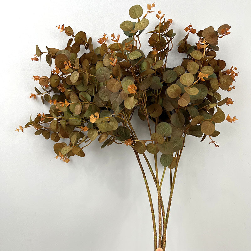 Japanese autumn eucalyptus leaf indoor simulation plant wall decoration fake flower bouquet home decoration European money