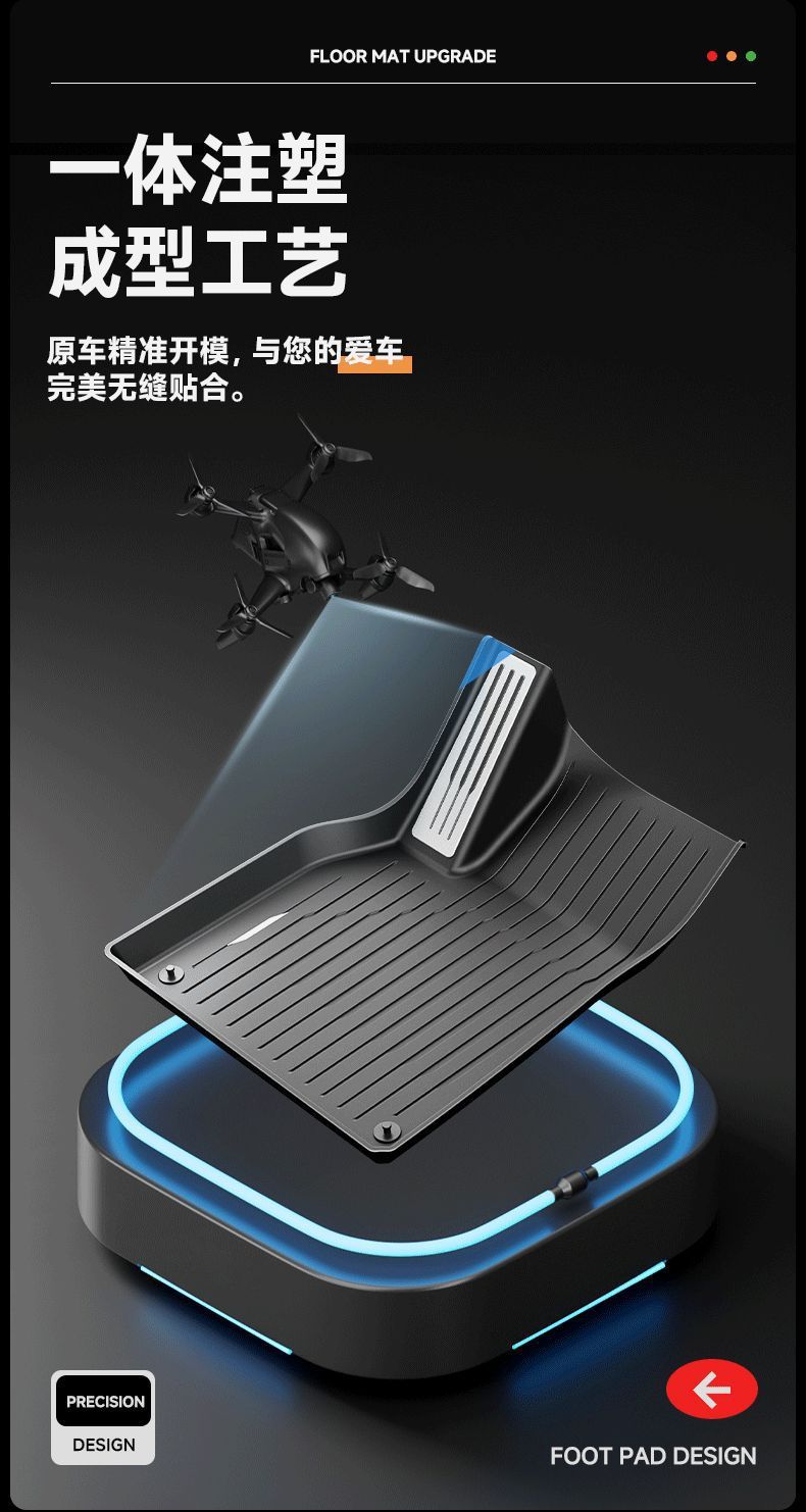 [Cross-border exclusive] Suitable for Model YL, full set of floor mats for the entire car, including front and rear trunk mats and storage bins, made of TPE material