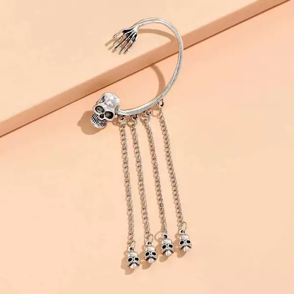 Yanni Cross-Border New European and American Punk Rock Style Ghost Hand Halloween Skull Ear Cuff Earrings