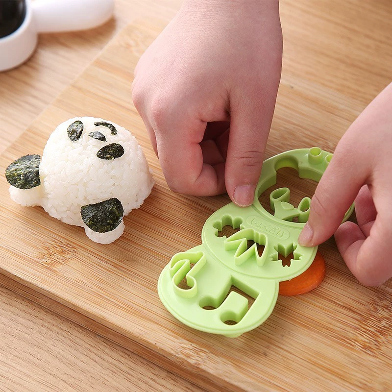 Rice Ball Mold Set Panda, Cute Stamping Molder for 5.5–6.5 cm Onigiri, Easy Forming
