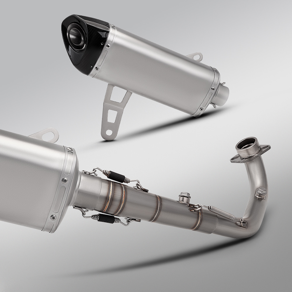 Motorcycle Scooter Zongshen 368g Stainless Steel Front Exhaust Pipe and Rear Muffler Set, Non-Destructive Installation