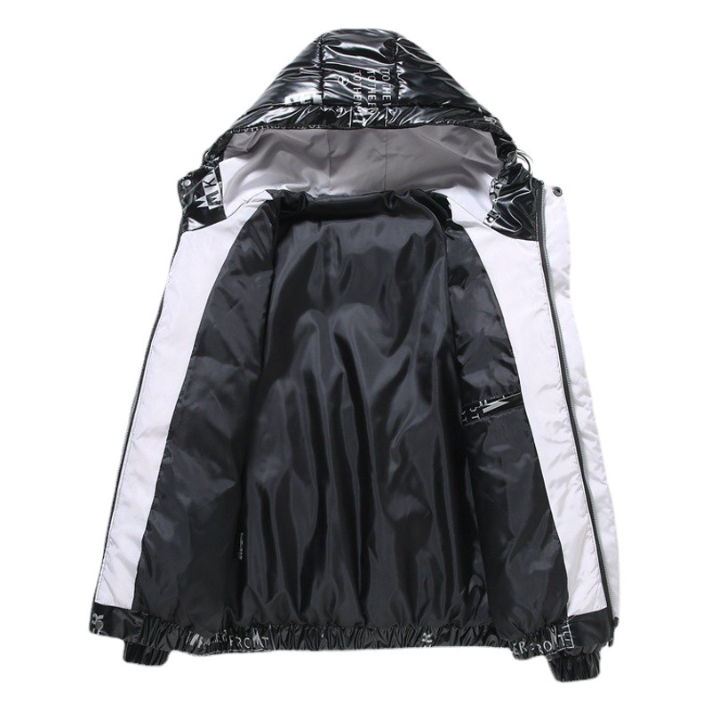 2022 nuevos hombres de la chaqueta de los hombres de invierno casual caliente engrosada con capucha brillante TikTok mano rápida chaqueta en vivo