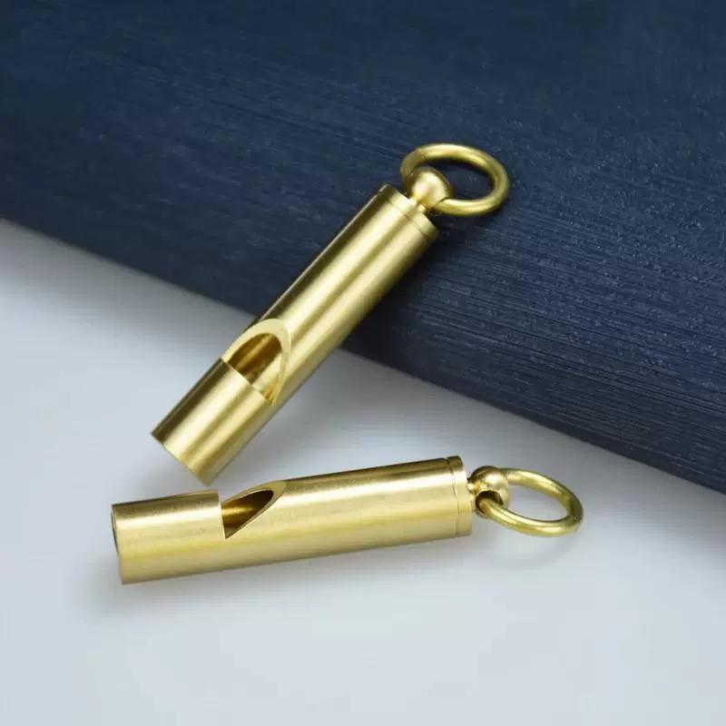 Travel brass retro keychain handmade, copper whistle