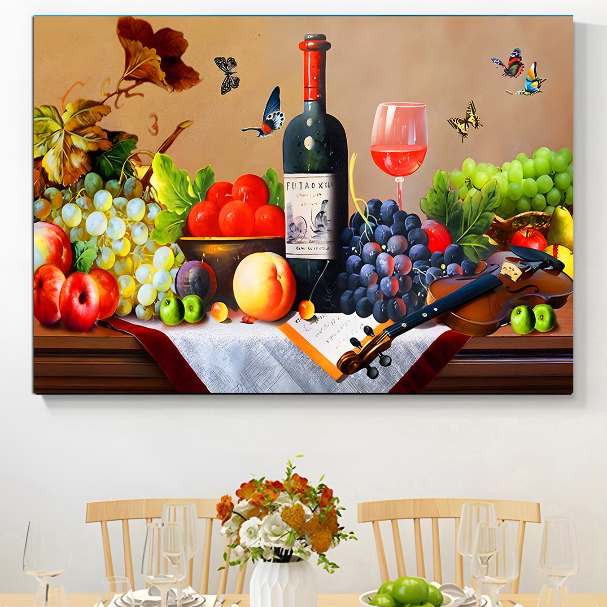 墙艺术海报餐厅静物插画帆布墙装饰墙壁绘画客厅卧室办公室装饰画