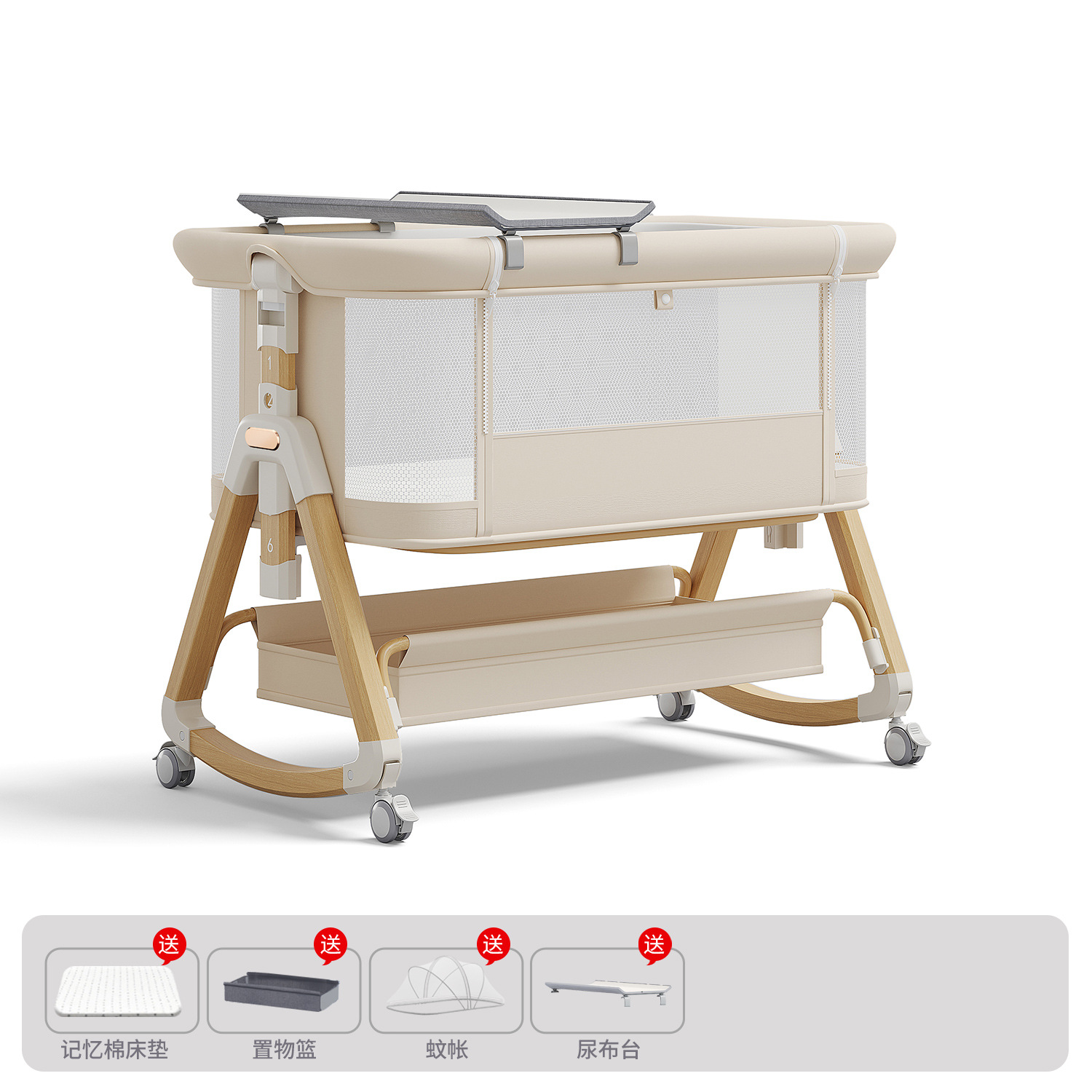 Cama de aleación de aluminio móvil portátil cuna cama plegable multifuncional bb cama recién nacida cama de empalme