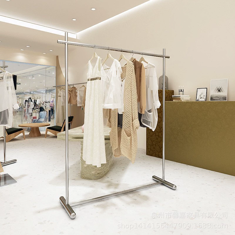 Магазин одежды стеллаж из нержавеющей стали напольное место для женского магазина бытовой вешалка для одежды мобильный Накадзима витрина для одежды полки