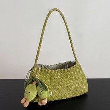 软皮手工编织腋下包包女2025新款感百搭复古手提单肩子母包