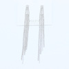 Genuine copper earrings, chain, long silver needle, European style, simple and elegant design, suitable for import