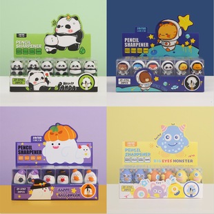 Cartoon Panda Astronaut Halloween Pencil sharpener student mini convenient pencil sharpener silicone single hole pencil sharpener