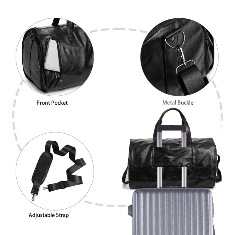 Nueva ropa de viaje bolsa de equipaje de transformación para llevar bolsa de ropa de cuero artificial impermeable traje de viaje correa de hombro