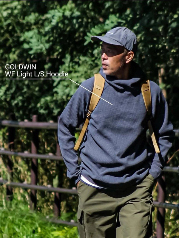 跨境25SS新款GOLDWIN纯色日系户外机能休闲华夫格连帽长袖T恤男衫|undefined
