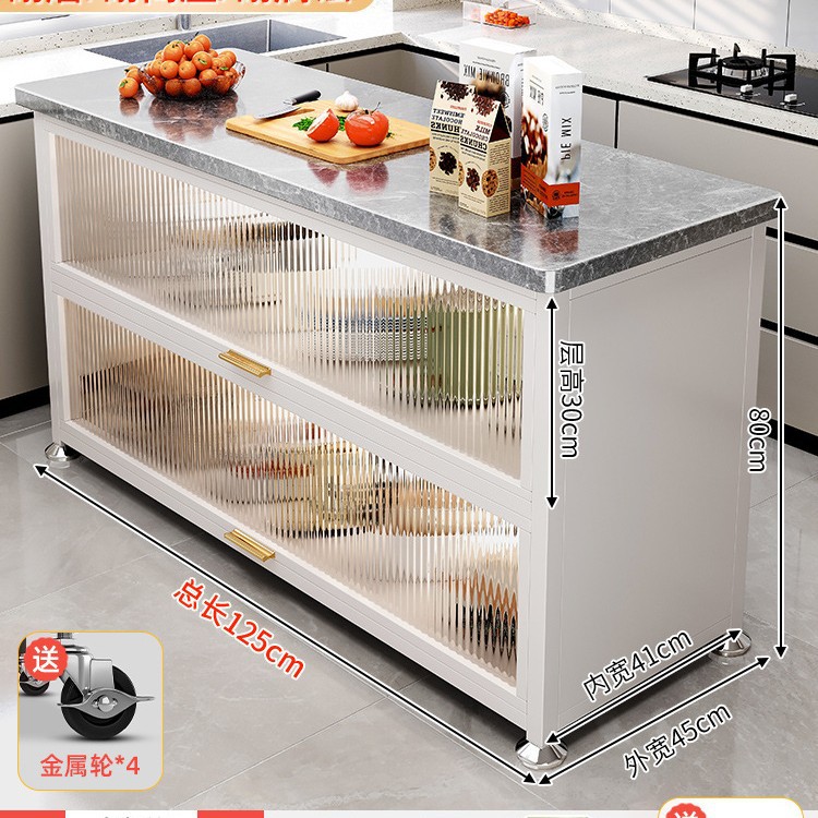 Estante de cocina de pizarra de roca, gabinete de almacenamiento de horno microondas multifuncional de piso, encimera, mesa de corte de verduras, mesa de preparación, armario lateral