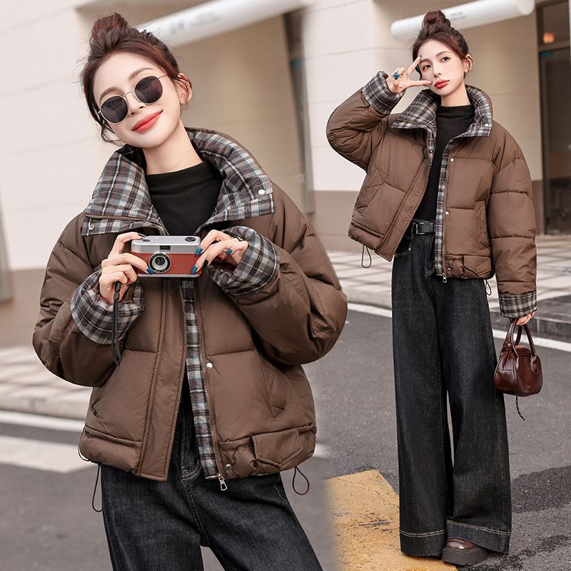 Fashionable Petite down Cotton Coat 2025 Winter New Color-Blocking Short Stand Collar Thickened Jacket Fashionable Petite down Cotton Coat 2025 Winter New Color-Blocking Short Stand Collar Thickened Jacket